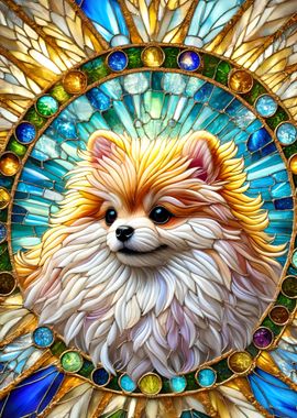 Stained glass Pomeranian