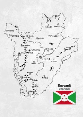 Handdrawn Burundi Map