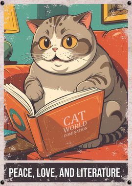 Chubby Cat Reading