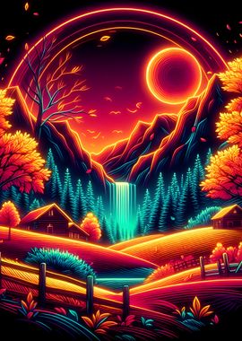 Neon Autumn Landscape 01