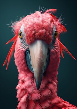 Big pink parrot Bird art