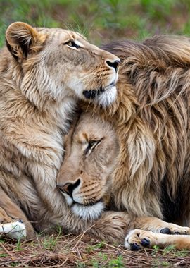 sweet lioness and lion