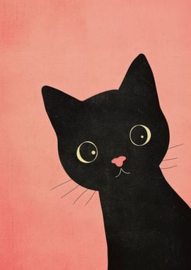 Minimalist Cute Black Cat