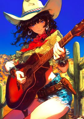 Cow Girl Plays Guitar