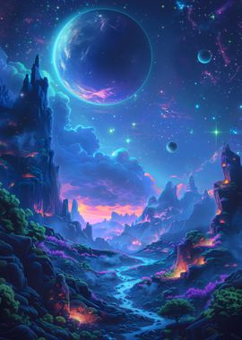 Neon Space Landscape