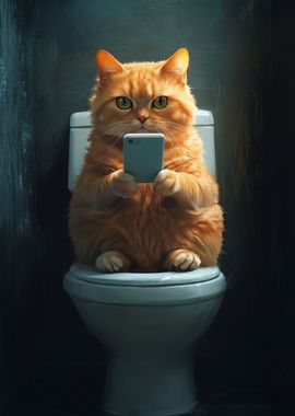 Funny Cat On Toilet