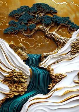 Golden Kintsugi Landscape