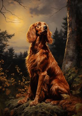 Irish Setter at night