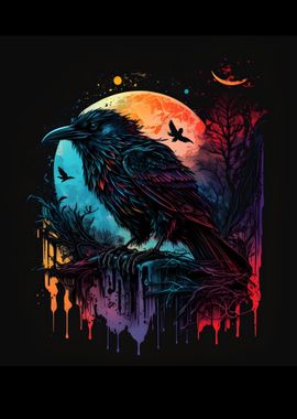 Colorful Raven Moon