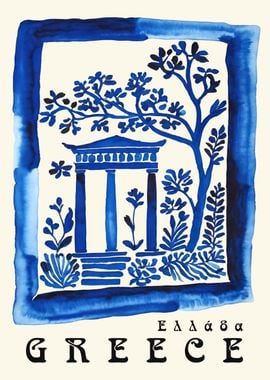 Blue Greece Travel Art