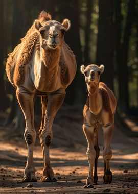 Mother And Baby Camel