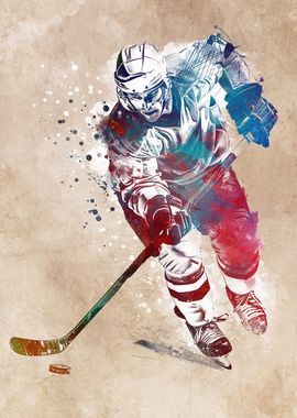 Hockey player sport art