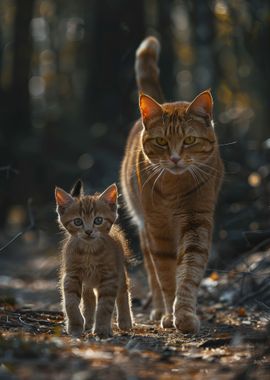 Mother And Baby Cat