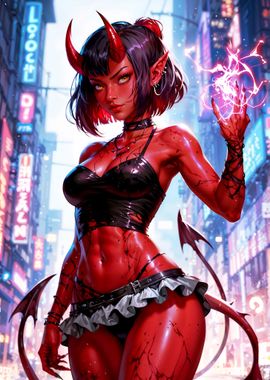 Sexy Red Demon Anime Girl