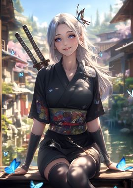 Samurai Girl in Kimono