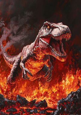 TRex in Fiery Lava