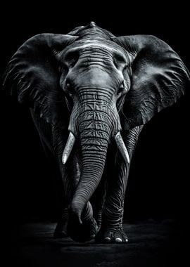 elephant black white