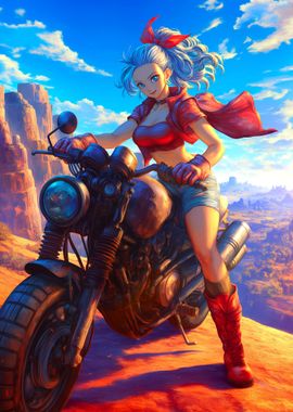 Anime Girl Ride Motorcycle