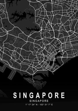 Singapore Dark Map