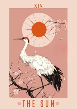 Crane The Sun Tarot Card