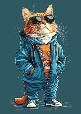 funny cat with hoodie