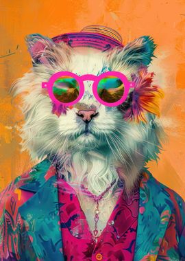 Hipster Cat Animal Fashion