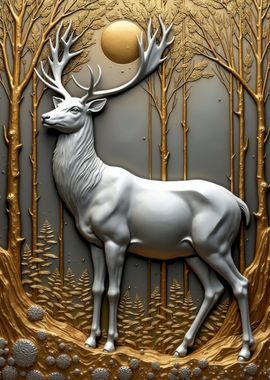 Forest Deer Relief Art