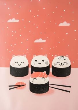 Cute Kitten Sushi Rolls