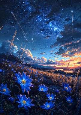 Blue flower starlight