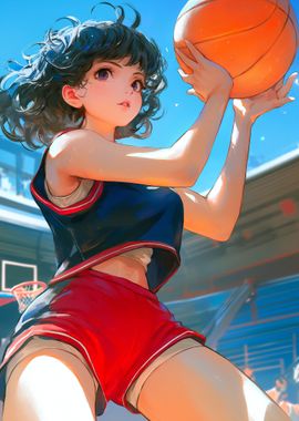 Cute Girl Play Basketball