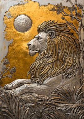 Metallic Lion Relief Art