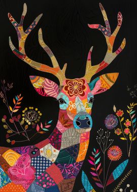 Floral Patchwork Deer