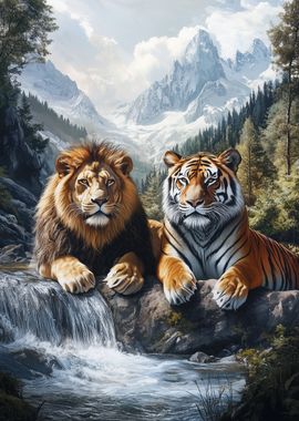 A Lion and A Tiger