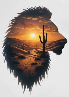 Lion and the desert