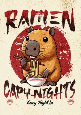 Capybara Eating Ramen