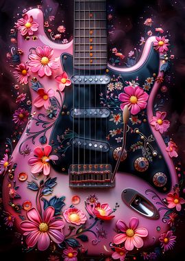 Floral Guitar Art