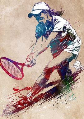 Tennis player sport art