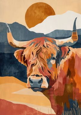 Sunset Highland Cow