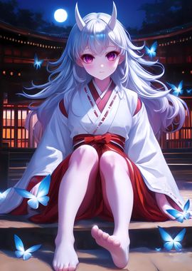 Oni Girl Under Moonlight