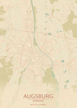 Augsburg Germany City Map