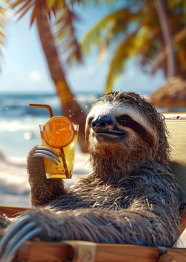 Sloth chillin with a drink