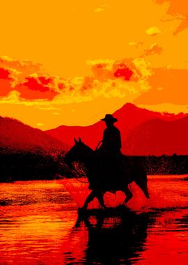 Red sunset cowboy