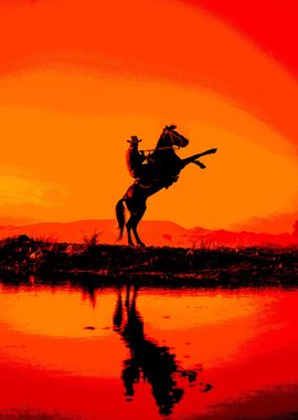 Red sunset cowboy