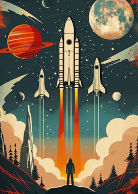 Retro Vector Space Poster