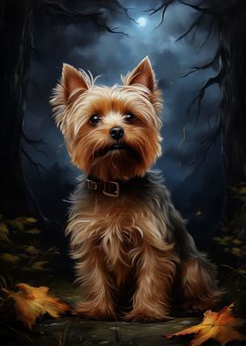 Yorkshire terrier at night