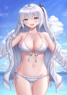 Cute white Bikini Anime