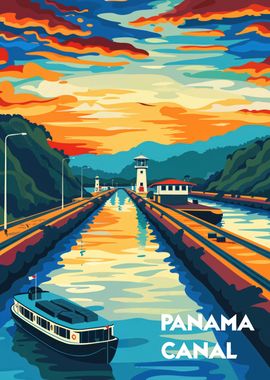 Sunset at Panama Canal