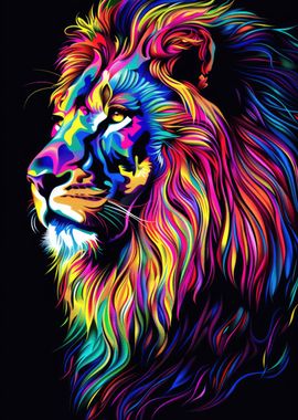 Neon Lion Illustration