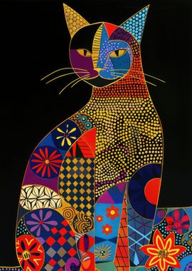 Patchwork Folk Art Cat