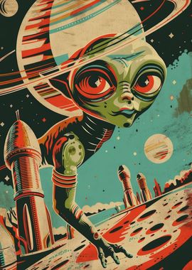 Retro Alien Space Poster